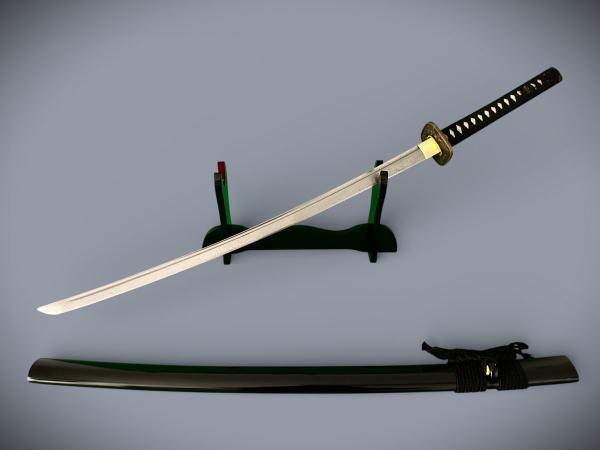 Fujisan Katana mit 12-mal gefalteter Damast Klinge Feng Lin Handgeschmiedetes Samurai Schwert
