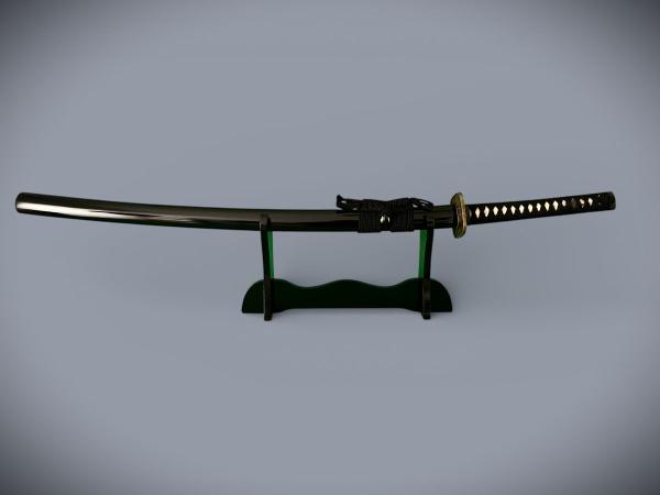 Fujisan Katana mit 12-mal gefalteter Damast Klinge Feng Lin Handgeschmiedetes Samurai Schwert