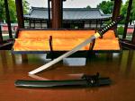 Musashiichi Wakizashi mit 12-mal gefalteter Damast Klinge Feng Lin Handgeschmiedetes Samurai Schwert
