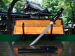 Musashiichi Tanto mit 12-mal gefalteter Damast Klinge Feng Lin Handgeschmiedetes Samurai Schwert